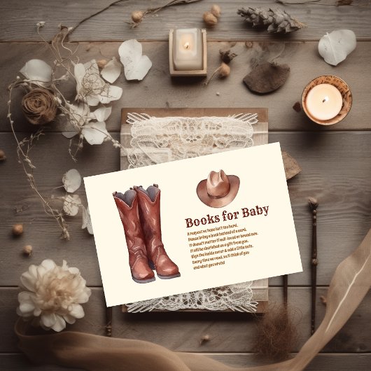 Little Cowboy Modern Western Rodeo Baby shower Informatiekaartje