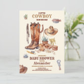 Little Cowboy Modern Western Rodeo Baby shower Kaart (Staand voorkant)