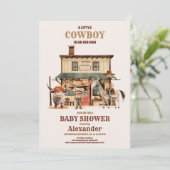 Little Cowboy Modern Western Rodeo Baby shower Kaart (Staand voorkant)