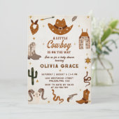 Little Cowboy Modern Western Rodeo Baby shower Kaart (Staand voorkant)