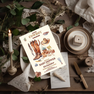 Little Cowboy Modern Western Rodeo Baby shower Kaart