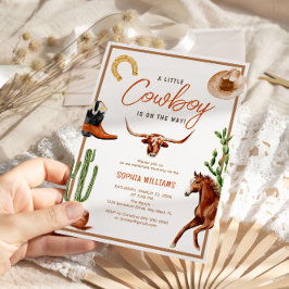 Little Cowboy Modern Western Rodeo Baby shower Kaart