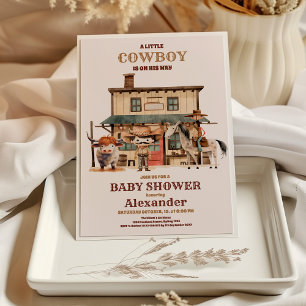 Little Cowboy Modern Western Rodeo Baby shower Kaart