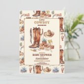 Little Cowboy Modern Western Rodeo Baby shower Kaart (Staand voorkant)