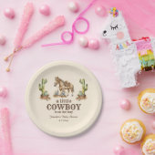 little cowboy on the way, boy baby shower papieren bordje (Feest)