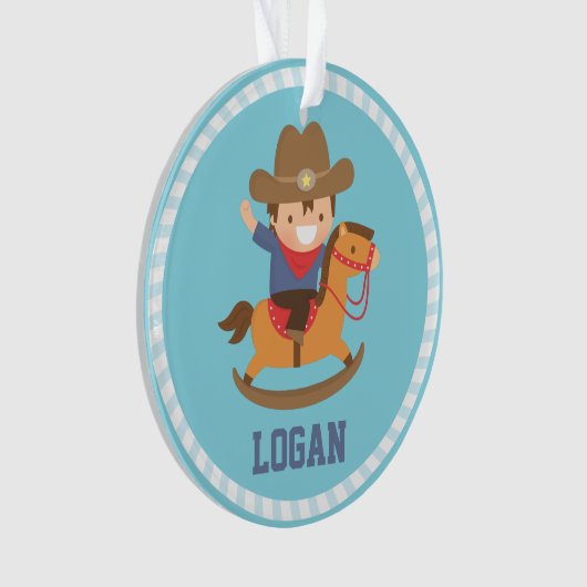 Little Cowboy op Rocking Horse Boys Room Ornament (voorkant)