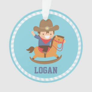 Little Cowboy op Rocking Horse Boys Room Ornament