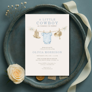 Little Cowboy Rodeo Ranch Waslijn Baby Shower Kaart