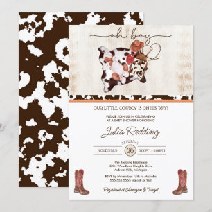 Little Cowboy Rustic Western Boy Baby shower Kaart