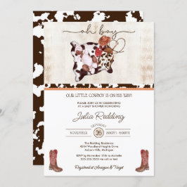 Little Cowboy Rustic Western V3 Boy Baby shower Kaart
