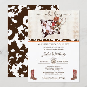 Little Cowboy Rustic Western V3 Boy Baby shower Kaart