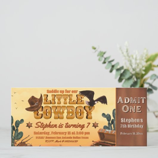 Little Cowboy Ticket Kaart (Staand voorkant)