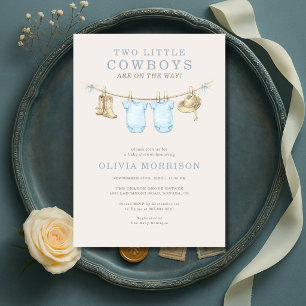Little Cowboy Tweeling Klerenlijn Jongen Baby Borr Kaart