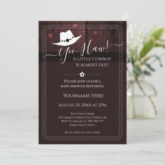 Little Cowboy Western Baby shower Invitation (Staand voorkant)