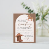  Little Cowboy Western Baby Shower Invitation Briefkaart (Staand voorkant)