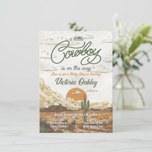 Little Cowboy Western Baby shower Kaart (Staand voorkant)