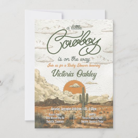 Little Cowboy Western Baby shower Kaart (Voorkant)