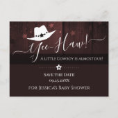 Little Cowboy Western Baby shower Save the Date Briefkaart (Voorkant)