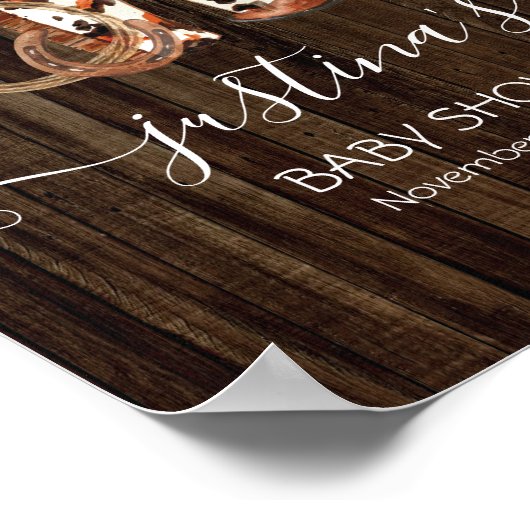 Little Cowboy Western Baby shower Welkomstbord Poster (Hoek)