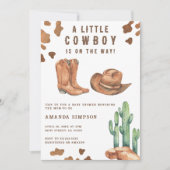 Little Cowboy Western Rodeo Baby shower Kaart (Voorkant)