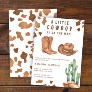 Little Cowboy Western Rodeo Baby shower Kaart