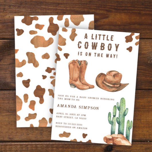 Little Cowboy Western Rodeo Baby shower Kaart