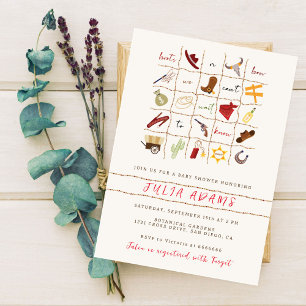 Little Cowboy Western Rodeo Bingo Baby shower Kaart