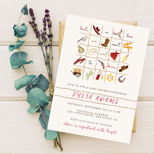 Little Cowboy Western Rodeo Bingo Baby shower Kaart