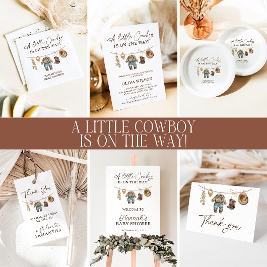 Little Cowboy, Western Wild West Rodeo Baby shower Kaart