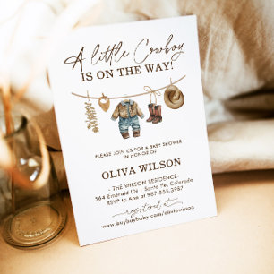 Little Cowboy, Western Wild West Rodeo Baby shower Kaart