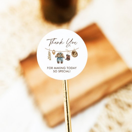 Little Cowboy, Western Wild West Rodeo Baby shower Ronde Sticker