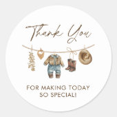 Little Cowboy, Western Wild West Rodeo Baby shower Ronde Sticker (Voorkant)