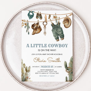 Little Cowboy Wild West Baby shower Kaart
