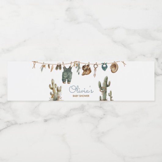 Little Cowboy Wild West Baby shower Waterfles Etiket (Enkel label)