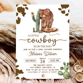 Little Cowboy Wild West Boy Baby shower Uitnodigin Kaart