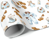 Little Cowboy WildWest Boy Baby shower Koe Pattern Cadeaupapier (Rol Hoek)