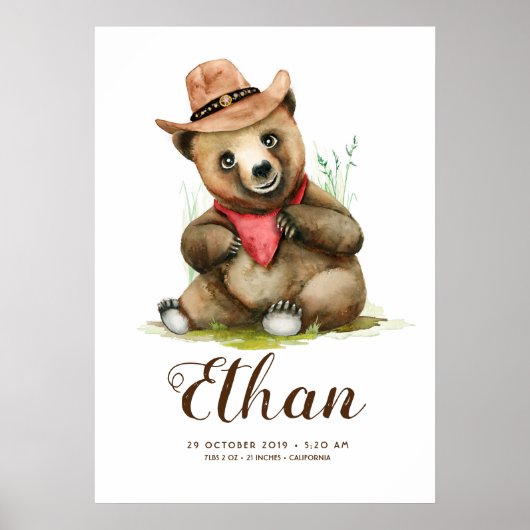 Little Cowboy - Young Beer Cute Kind Room Poster (Voorkant)
