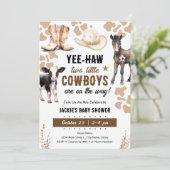 Little Cowboys Rodeo Animals Baby Kaart (Staand voorkant)