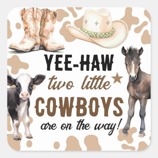 Little Cowboys Rodeo Baby shower Square Sticker (Voorkant)