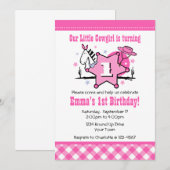 Little Cowgirl 1e uitnodiging van Birthday Party (Voorkant / Achterkant)