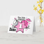 Little Cowgirl 1st Birthday Kaart (Gele Bloem)