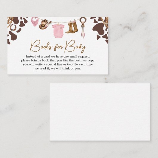 Little Cowgirl Baby shower Boeken voor Baby Informatiekaartje (Voorkant / Achterkant)
