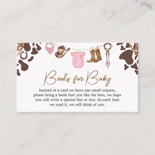 Little Cowgirl Baby shower Boeken voor Baby Informatiekaartje (Voorkant)