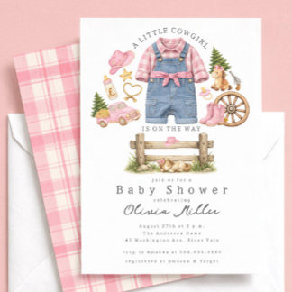 Little Cowgirl Baby Shower Invitation Girl Kaart