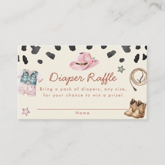 Little Cowgirl baby shower luier verloting kaarten (Voorkant)