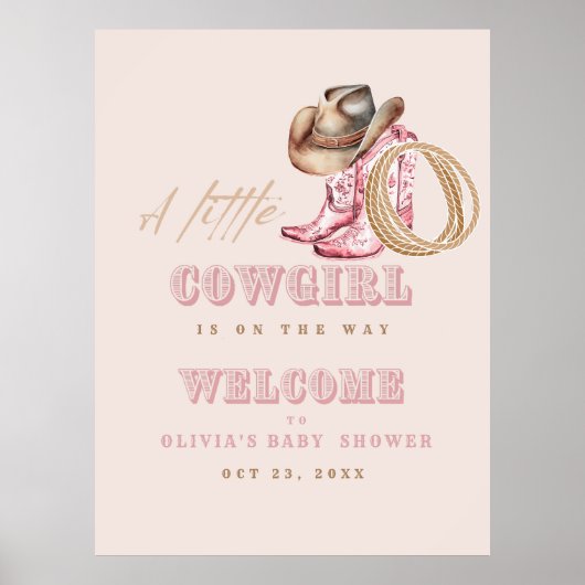  Little Cowgirl Baby Shower Party Welcome  Poster (Voorkant)