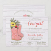 Little Cowgirl Bootie Baby shower Kaart (Voorkant / Achterkant)