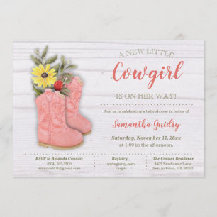 Little Cowgirl Bootie Baby shower Kaart