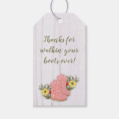 Little Cowgirl Bootie Wit Wood Baby shower Cadeaulabel (Voorkant)