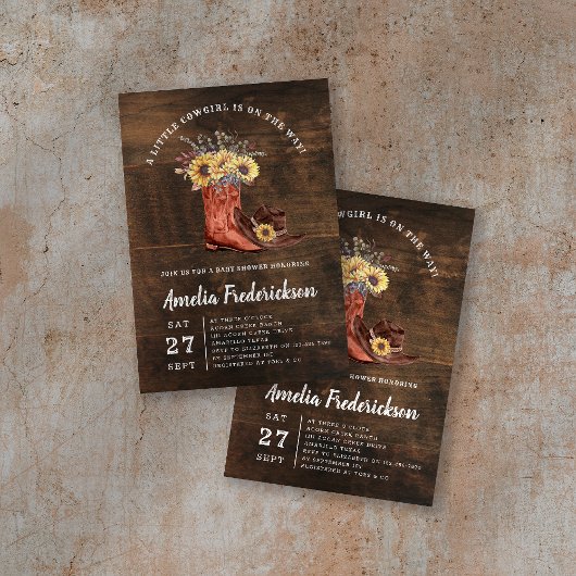 Little Cowgirl Boots Baby shower Kaart